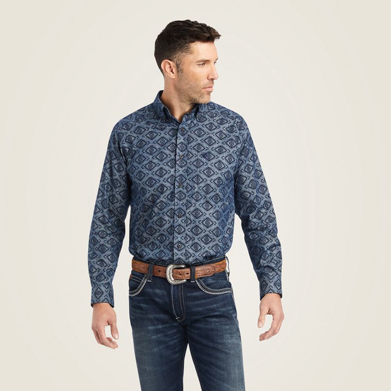 Ariat Keanu Classic Fit Shirt Niebieskie Polska | KCXVON-769 - Kliknij obrazek, aby zamknąć