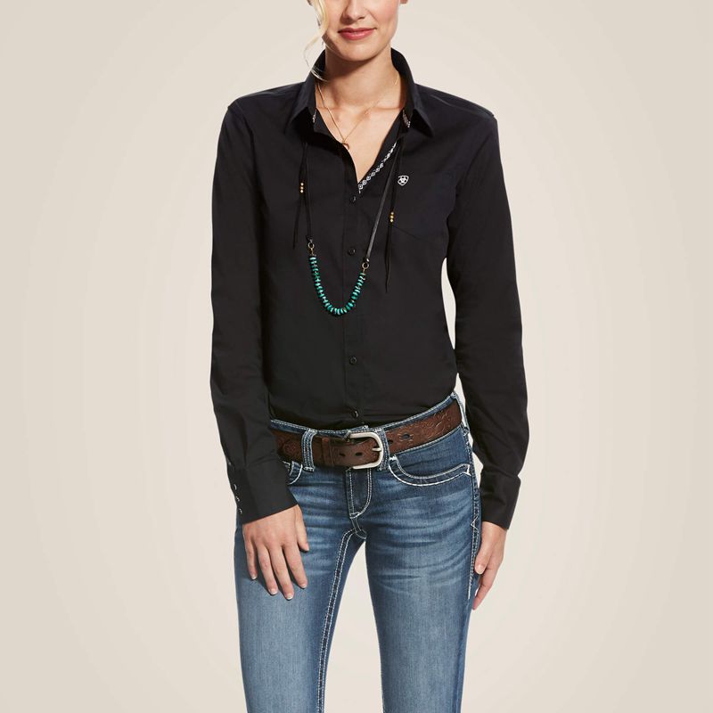 Ariat Kirby Stretch Shirt Czarne Polska | XPDJKY-761 - Kliknij obrazek, aby zamknąć