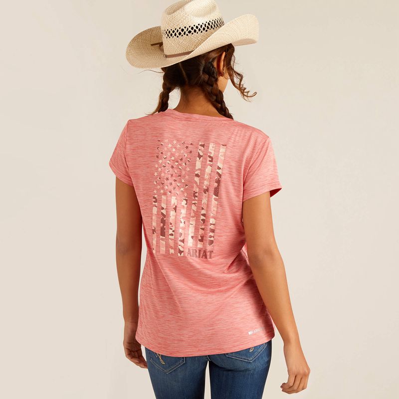 Ariat Laguna Patriot T-Shirt Różowe Polska | NJCFZR-862 - Kliknij obrazek, aby zamknąć