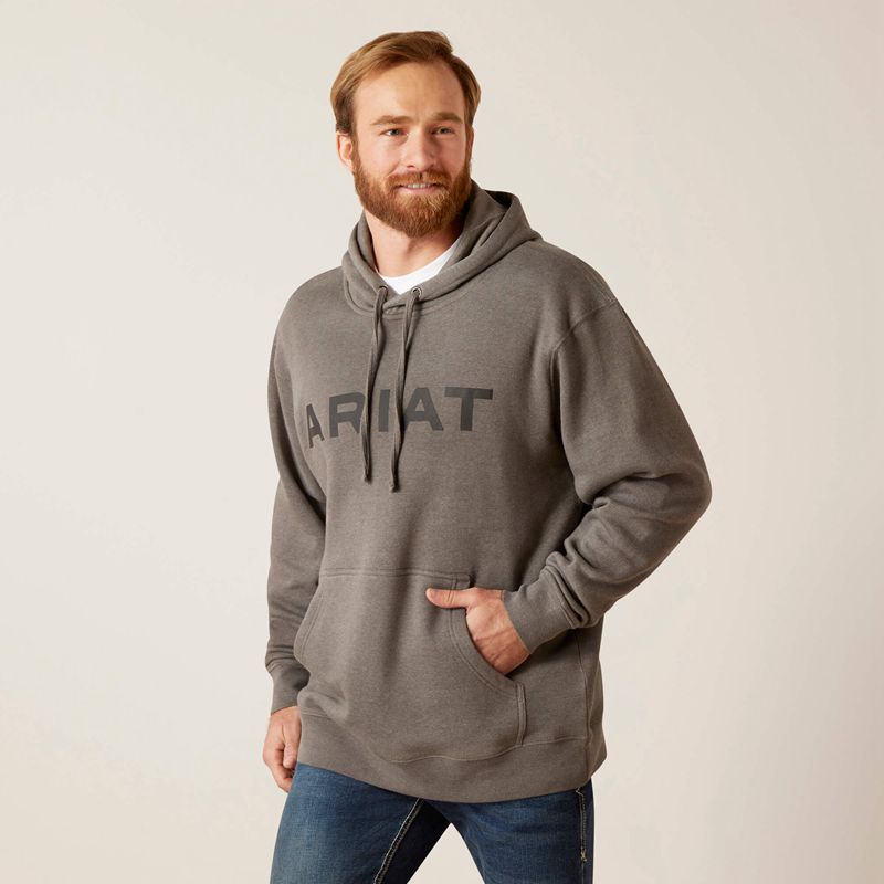 Ariat Logo Hoodie Szare Polska | HIOUSD-674 - Kliknij obrazek, aby zamknąć