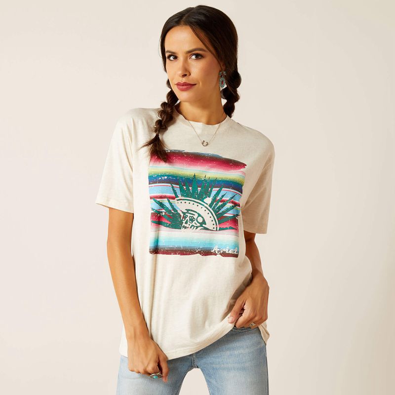 Ariat Lola T-Shirt Oatmeal Heather Polska | RYGFEQ-036 - Kliknij obrazek, aby zamknąć