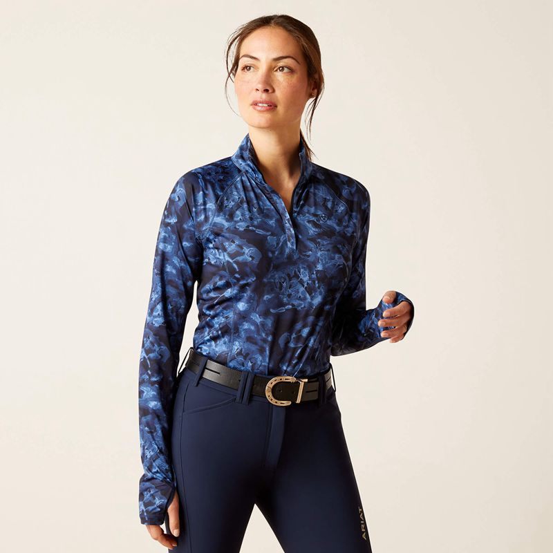 Ariat Lowell 2.0 1/4 Zip Baselayer Stormy Skies Polska | NOLAIE-615 - Kliknij obrazek, aby zamknąć