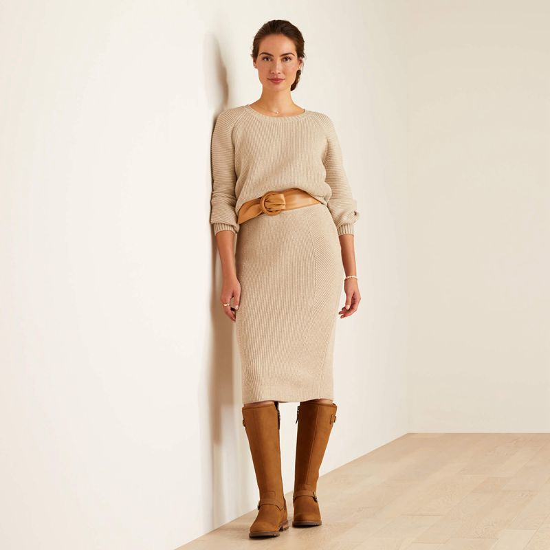 Ariat Malvern Sweater Oatmeal Heather Polska | CSPAUO-983 - Kliknij obrazek, aby zamknąć