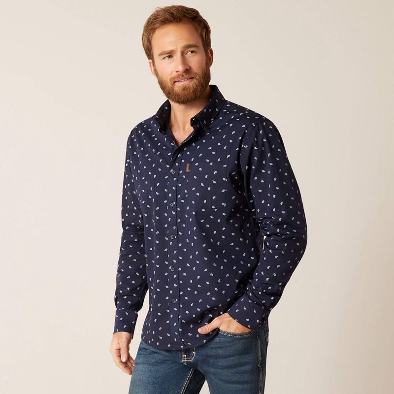 Ariat Marco Stretch Modern Fit Shirt Niebieskie Polska | TRUJBL-496 - Kliknij obrazek, aby zamknąć