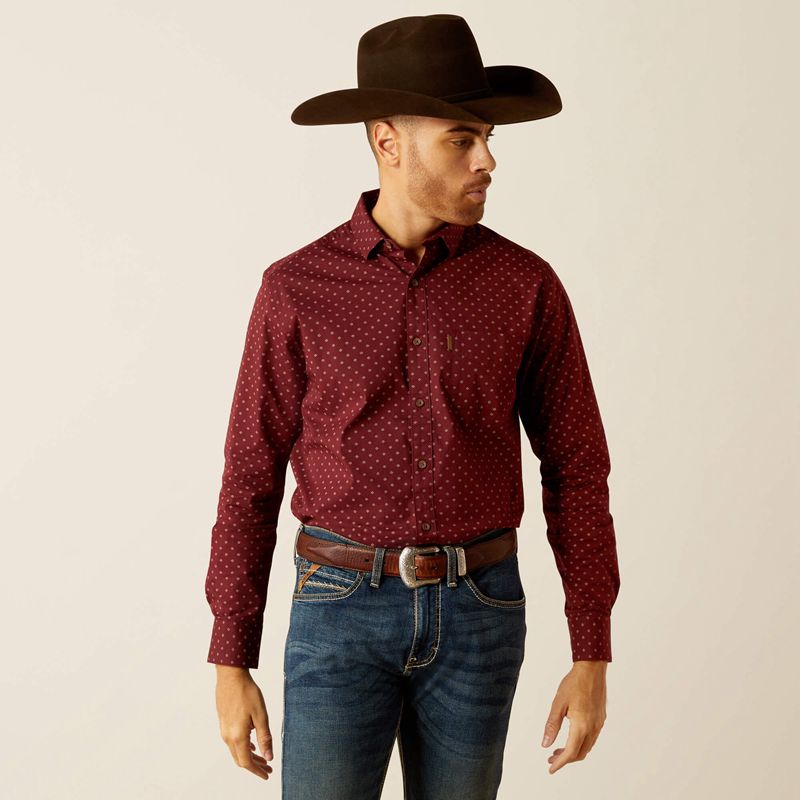 Ariat Mckinley Modern Fit Shirt Bordowe Polska | NLXAYR-904 - Kliknij obrazek, aby zamknąć