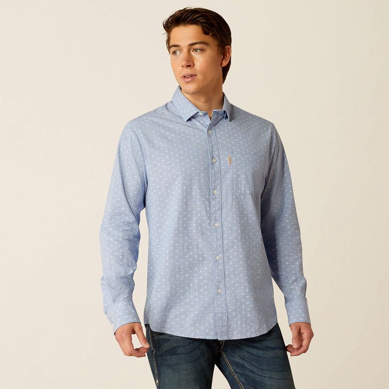 Ariat Memphis Modern Fit Shirt Niebieskie Polska | PFGHDX-942 - Kliknij obrazek, aby zamknąć