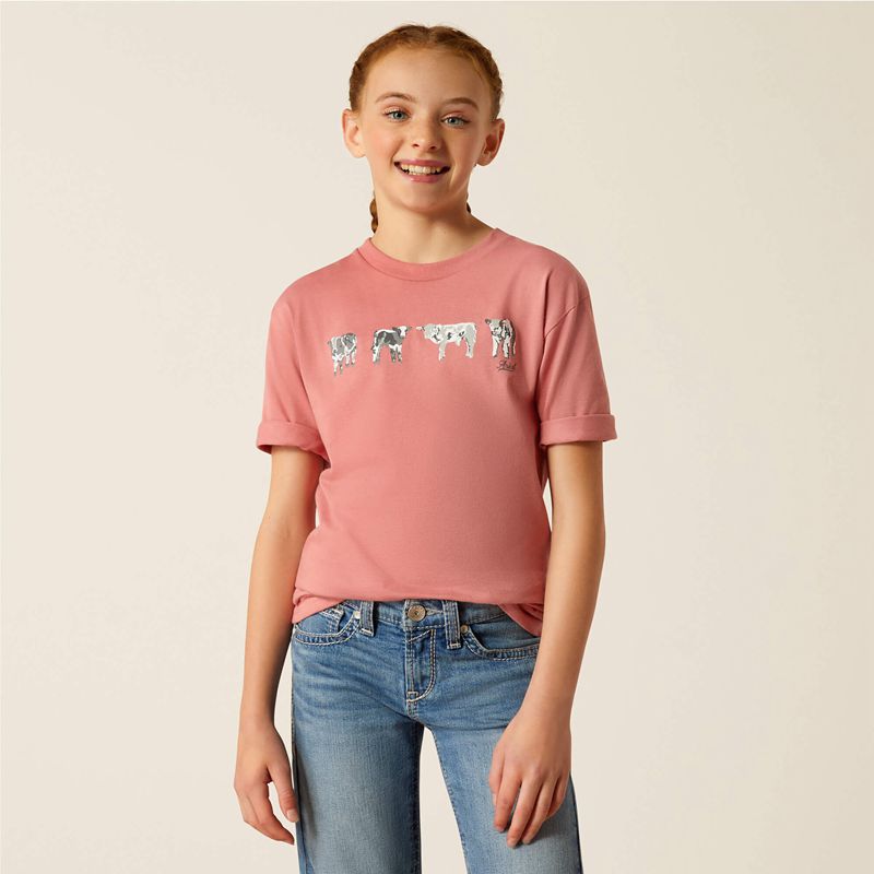 Ariat Mini Cow Squad T-Shirt Różowe Polska | TNXOKR-457 - Kliknij obrazek, aby zamknąć