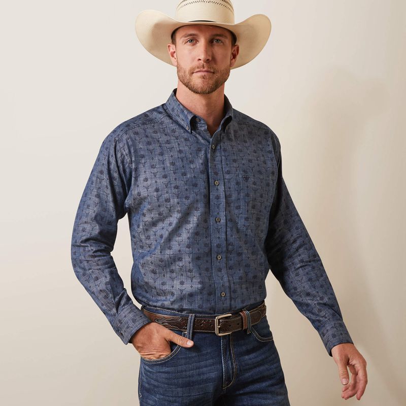 Ariat Noah Classic Fit Shirt Niebieskie Polska | VYKLBO-254 - Kliknij obrazek, aby zamknąć