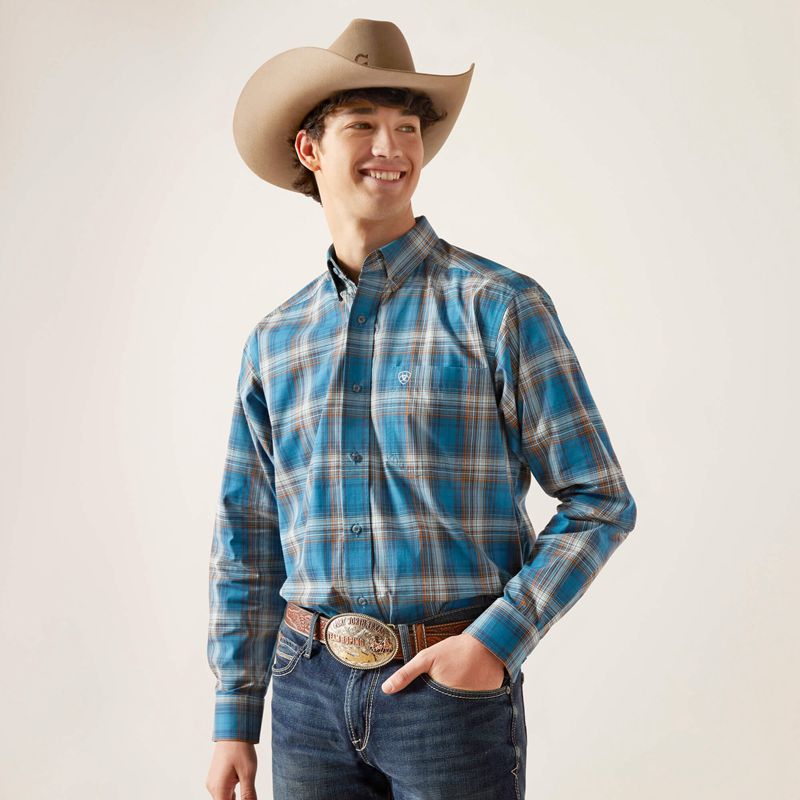 Ariat Pro Series Geron Classic Fit Shirt Niebieskie Polska | UMYKGJ-829 - Kliknij obrazek, aby zamknąć
