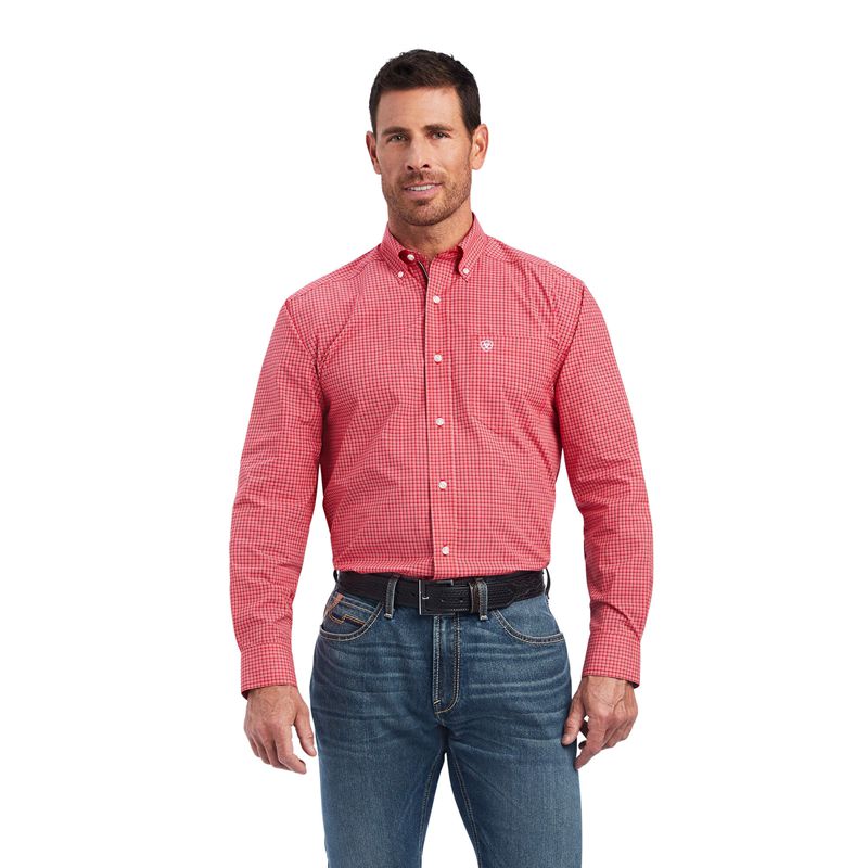 Ariat Pro Series Nevin Stretch Classic Fit Shirt Czerwone Polska | AOSINR-519 - Kliknij obrazek, aby zamknąć
