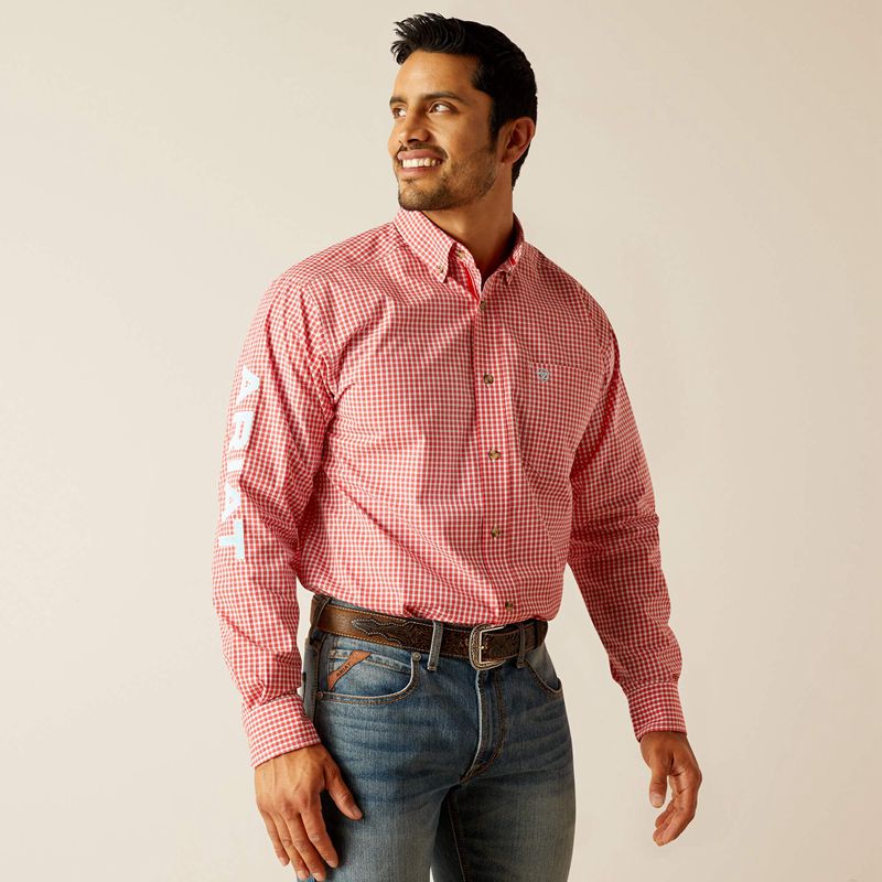 Ariat Pro Series Team Gilbert Classic Fit Shirt Czerwone Polska | GXIMWP-806 - Kliknij obrazek, aby zamknąć