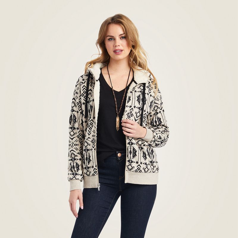 Ariat Real Sherpa Full Zip Hoodie Oaxaca Print Polska | WZLAMU-687 - Kliknij obrazek, aby zamknąć