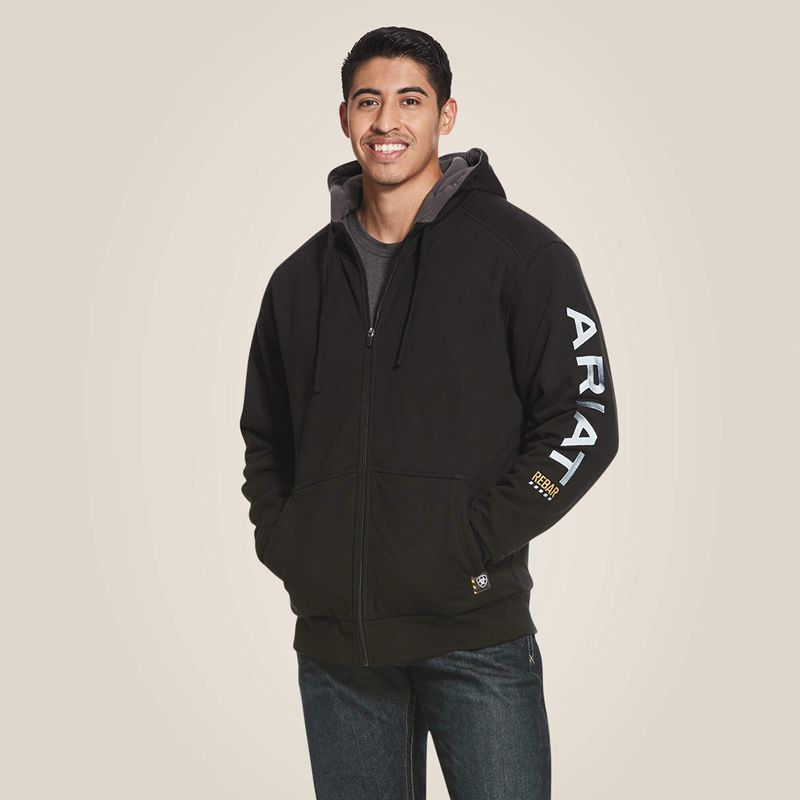 Ariat Rebar All-Weather Full Zip Hoodie Czarne Polska | VXLPFC-658 - Kliknij obrazek, aby zamknąć