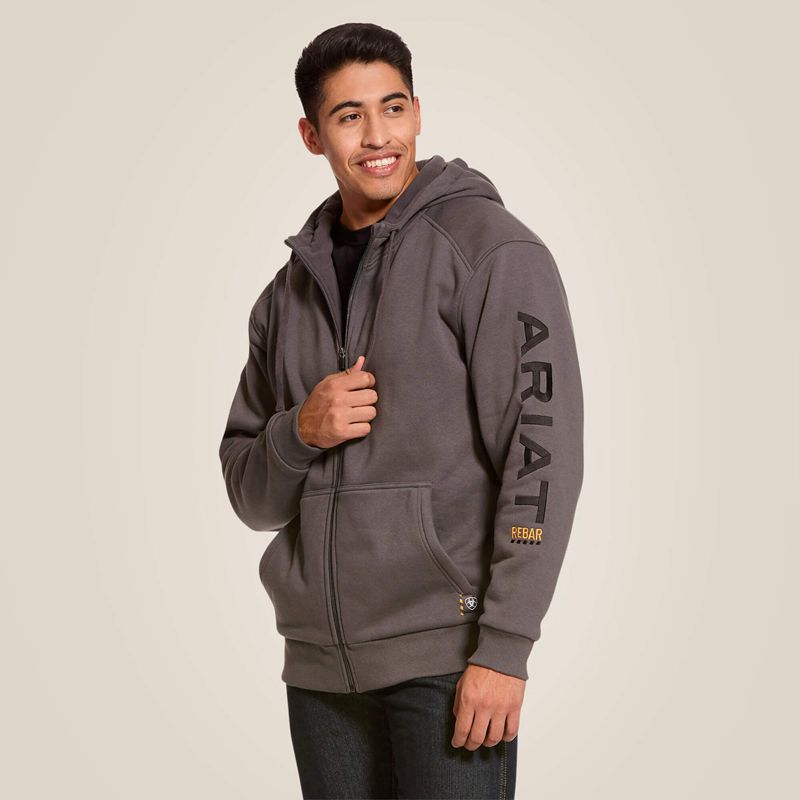 Ariat Rebar All-Weather Full Zip Hoodie Szare Polska | IQFHMR-392 - Kliknij obrazek, aby zamknąć
