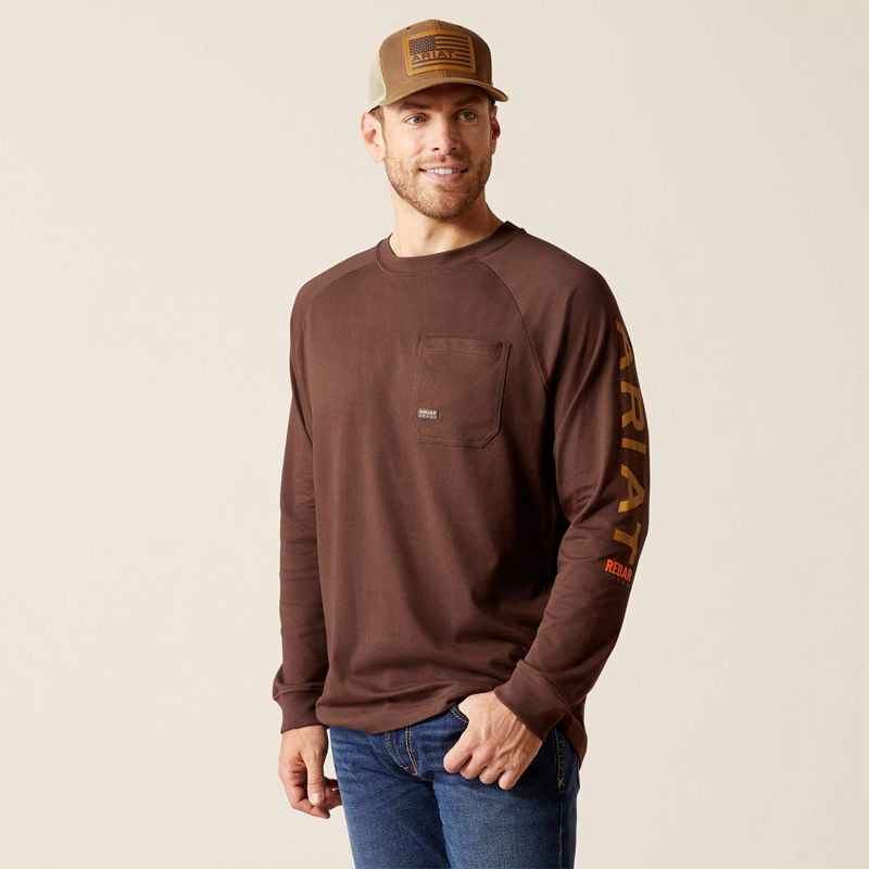 Ariat Rebar Cotton Strong Graphic T-Shirt Kawa Brązowe Polska | YNZWRC-087 - Kliknij obrazek, aby zamknąć