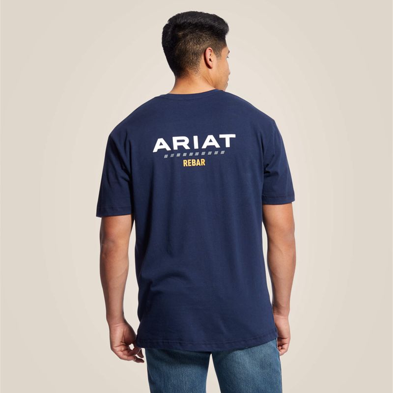 Ariat Rebar Cotton Strong Logo T-Shirt Granatowe Polska | LYZFVJ-459 - Kliknij obrazek, aby zamknąć