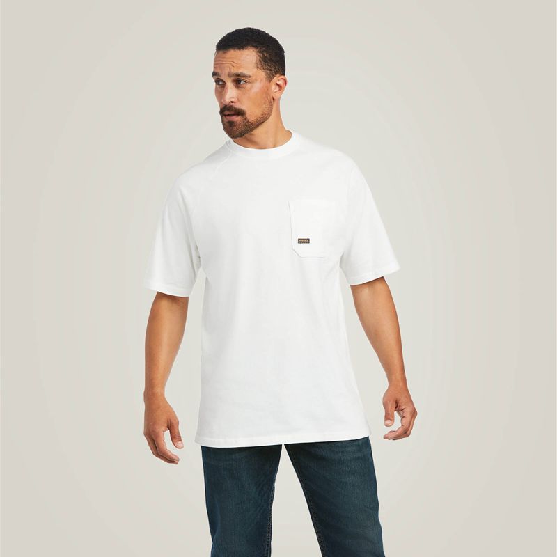 Ariat Rebar Cotton Strong T-Shirt Białe Polska | VDYOIQ-806 - Kliknij obrazek, aby zamknąć