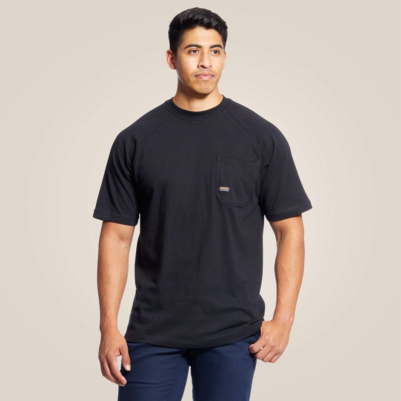 Ariat Rebar Cotton Strong T-Shirt Czarne Polska | KIARHF-674 - Kliknij obrazek, aby zamknąć