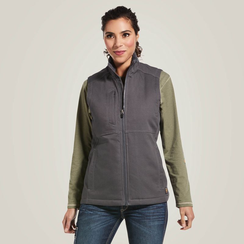 Ariat Rebar Duracanvas Insulated Vest Szare Polska | VHLPNW-926 - Kliknij obrazek, aby zamknąć