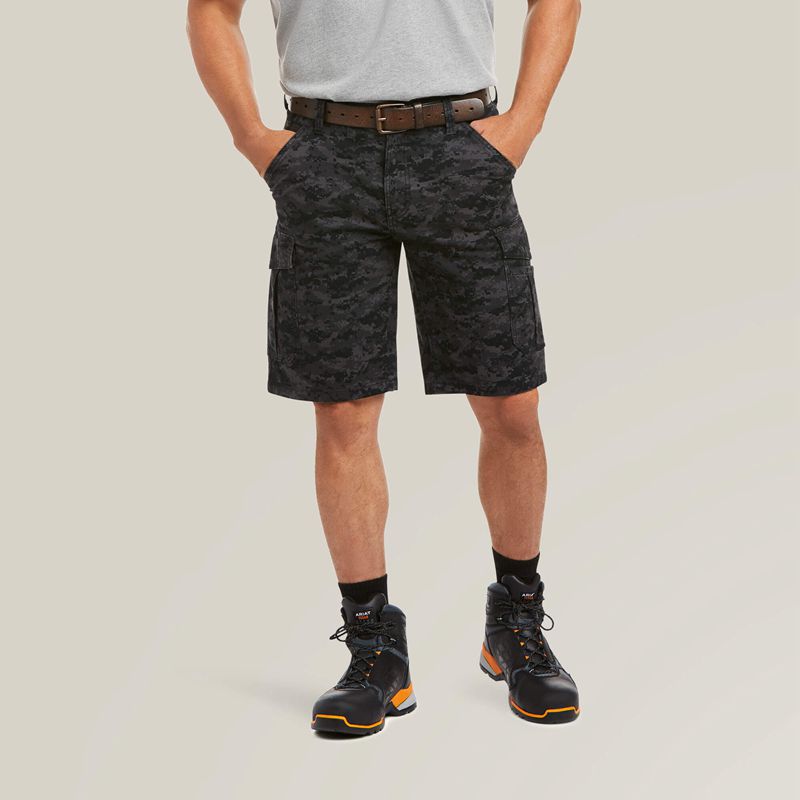 Ariat Rebar Durastretch Made Tough Cargo 11" Short Czarne Camo Polska | AWFPLN-930 - Kliknij obrazek, aby zamknąć