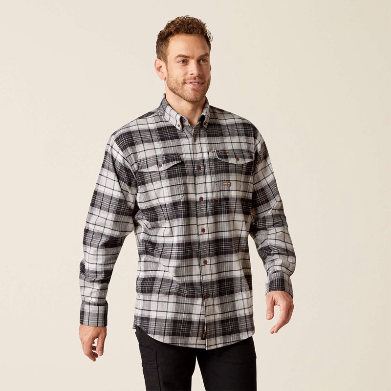 Ariat Rebar Flannel Durastretch Work Shirt Szare Polska | TZAMGX-708 - Kliknij obrazek, aby zamknąć