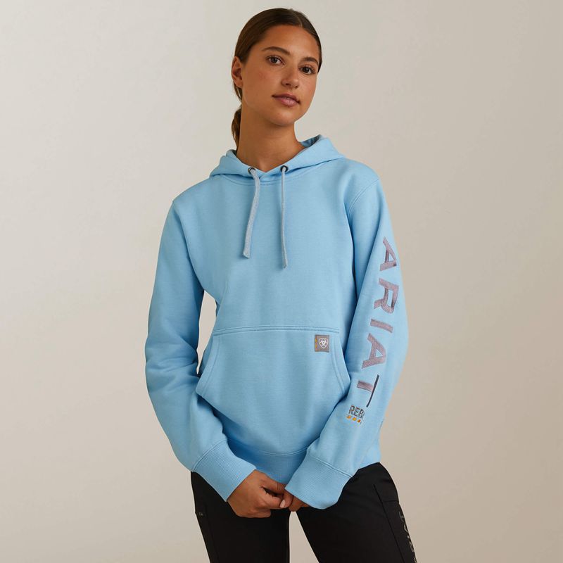 Ariat Rebar Graphic Hoodie Dutch Canal Heather/ Dusk Polska | BYWGPF-963 - Kliknij obrazek, aby zamknąć