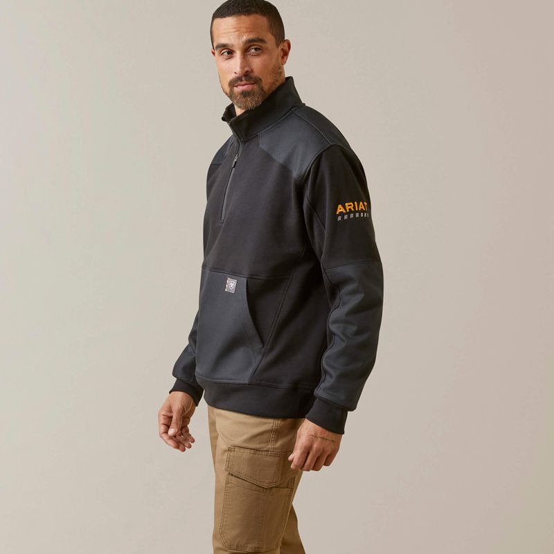 Ariat Rebar Workman Duracanvas 1/4 Zip Sweatshirt Czarne Polska | BWGEST-264 - Kliknij obrazek, aby zamknąć
