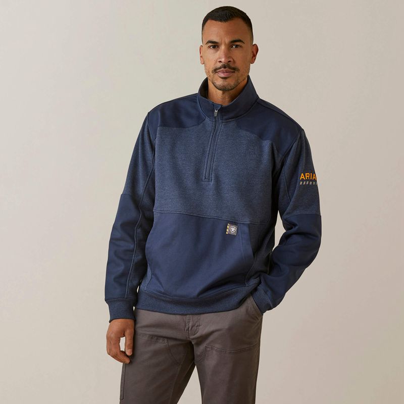 Ariat Rebar Workman Duracanvas 1/4 Zip Sweatshirt Granatowe Granatowe Polska | IECFTM-301 - Kliknij obrazek, aby zamknąć