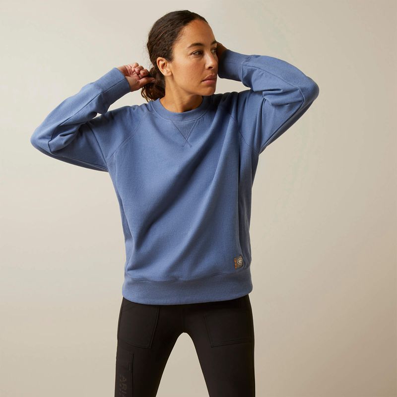 Ariat Rebar Workman Washed Fleece Sweatshirt Niebieskie Polska | MVSBJD-904 - Kliknij obrazek, aby zamknąć