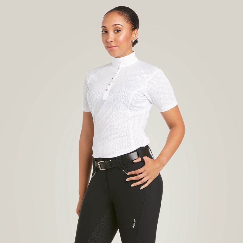 Ariat Showstopper 3.0 Show Shirt Białe Polska | IVHNMW-178 - Kliknij obrazek, aby zamknąć