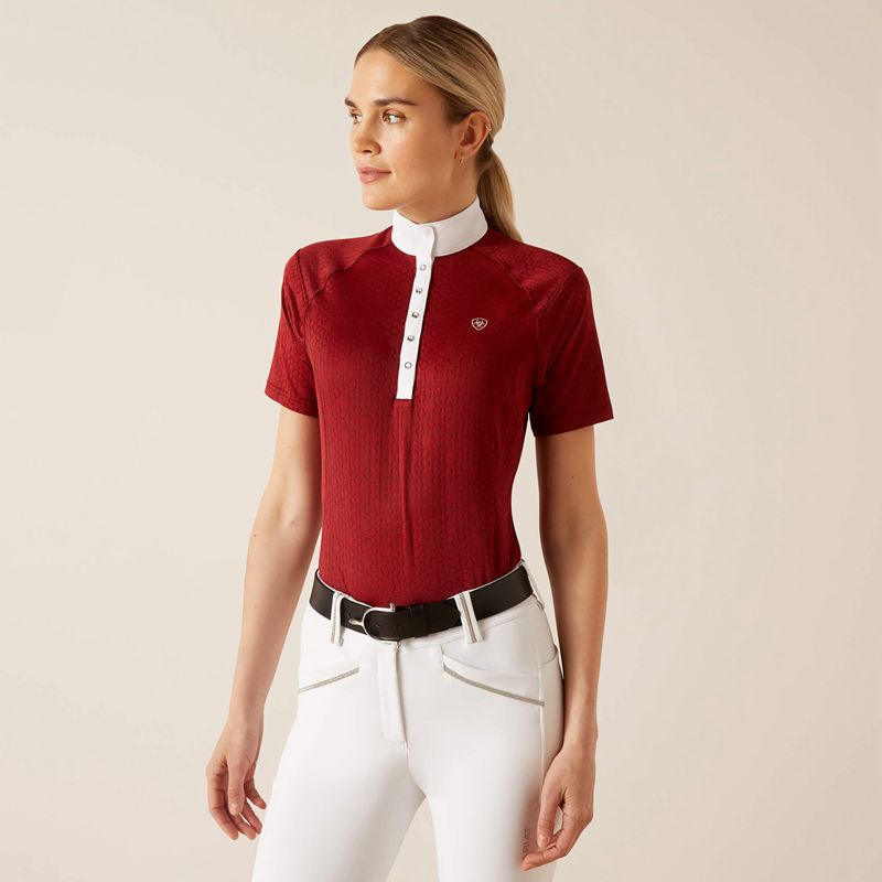 Ariat Showstopper 3.0 Show Shirt Sun-Dried Tomato Polska | ELMJAP-028 - Kliknij obrazek, aby zamknąć