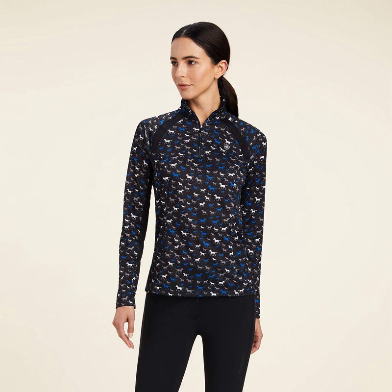 Ariat Sunstopper 2.0 1/4 Zip Baselayer Czarne Polska | VCLESM-603 - Kliknij obrazek, aby zamknąć