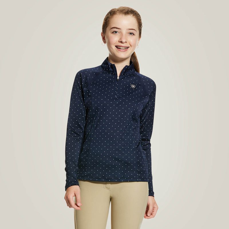Ariat Sunstopper 2.0 1/4 Zip Baselayer Granatowe Polska | QRPFSV-415 - Kliknij obrazek, aby zamknąć