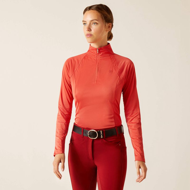 Ariat Sunstopper 3.0 1/4 Zip Baselayer Baked Apple Polska | YUZPOK-780 - Kliknij obrazek, aby zamknąć