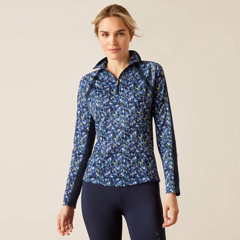 Ariat Sunstopper 3.0 1/4 Zip Baselayer Niebieskie Polska | BNRMPV-750 - Kliknij obrazek, aby zamknąć