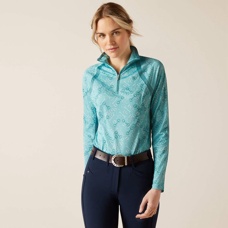 Ariat Sunstopper 3.0 1/4 Zip Baselayer Niebieskie Polska | ABKRON-472 - Kliknij obrazek, aby zamknąć
