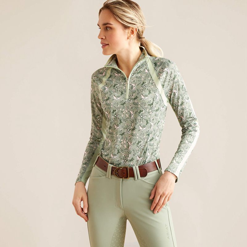 Ariat Sunstopper 3.0 1/4 Zip Baselayer Zielone Polska | LPJUAE-084 - Kliknij obrazek, aby zamknąć