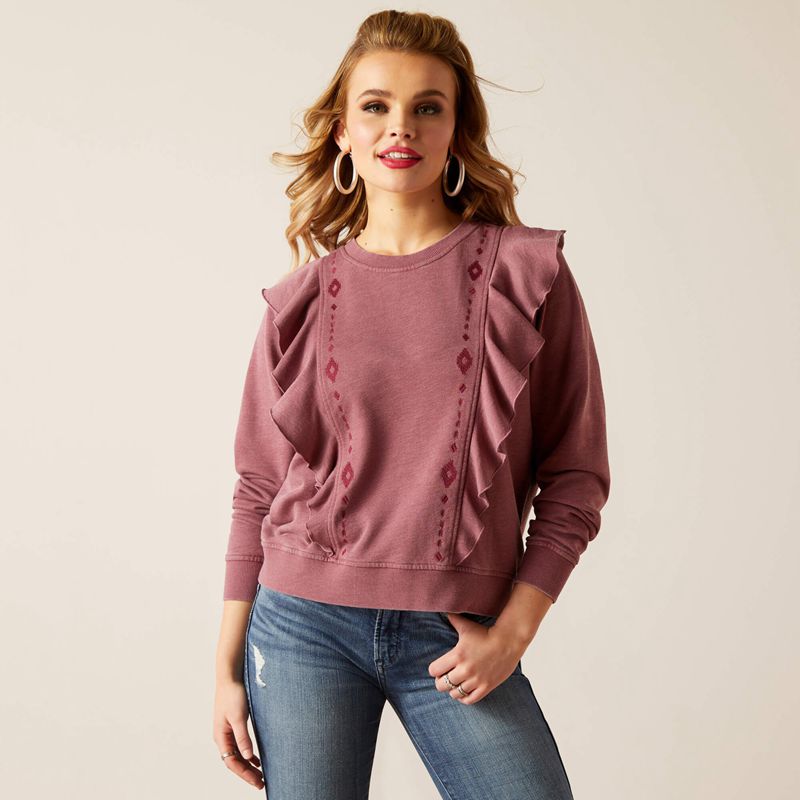 Ariat Twyla Ruffle Sweatshirt Różowe Polska | EDSCJM-408 - Kliknij obrazek, aby zamknąć