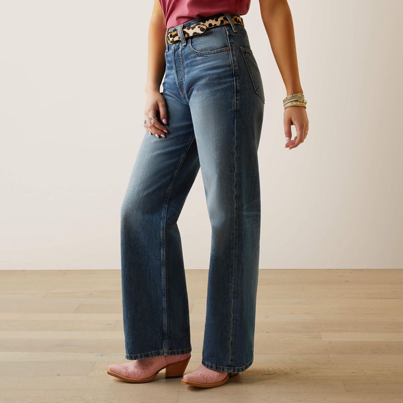Ariat Ultra High Rise Tomboy Wide Jean Moana Polska | JRSEMB-927 - Kliknij obrazek, aby zamknąć