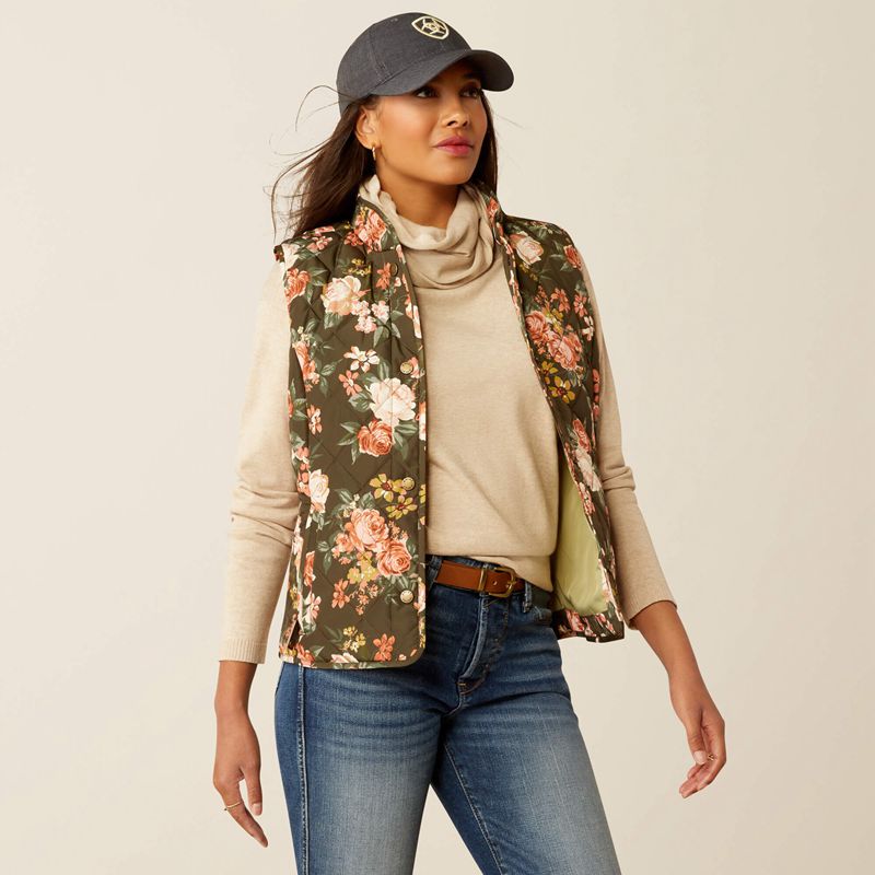 Ariat Woodside Vest Rosegarden Print Polska | VTNSCP-246 - Kliknij obrazek, aby zamknąć